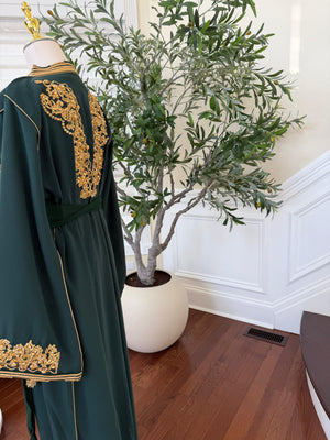 Green Royale Beaded Stone Kuftan