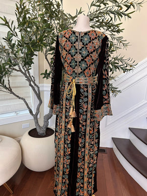 Brown Velvet Stone Thobe