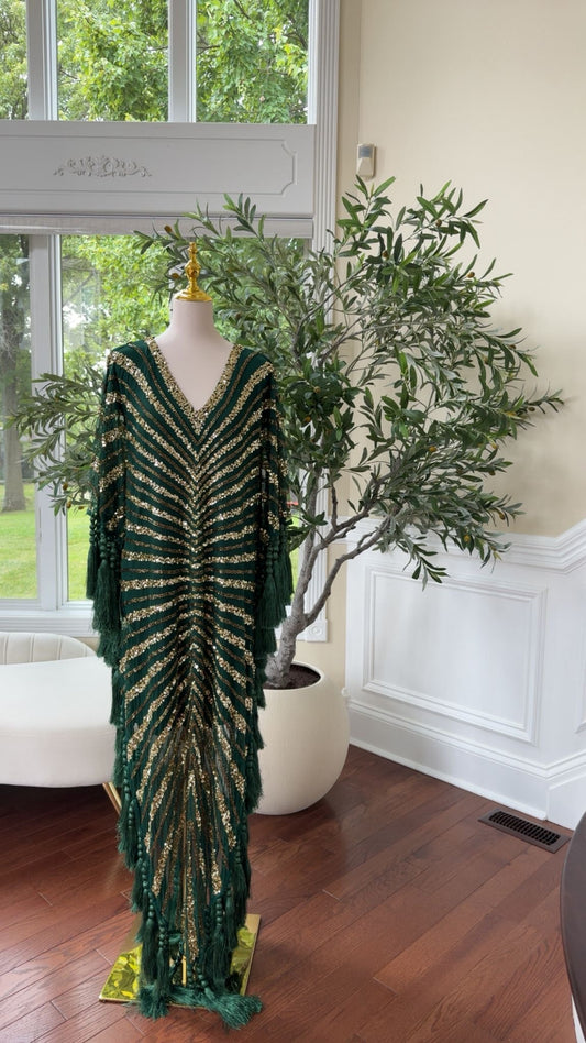 Golden Green Majestic Bling Abaya