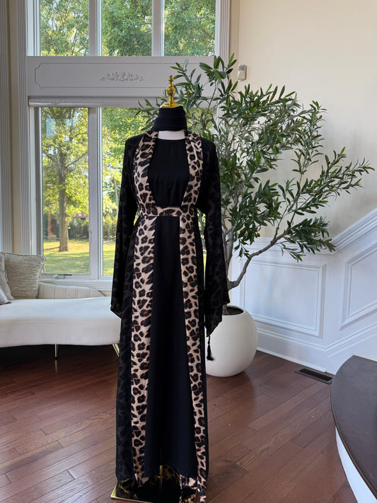 Black Two Piece Cardigan Abaya