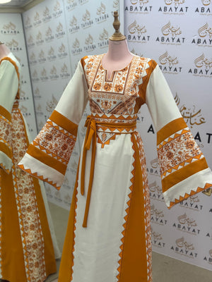 Cream & Saffron Traditional Artistry Thobe