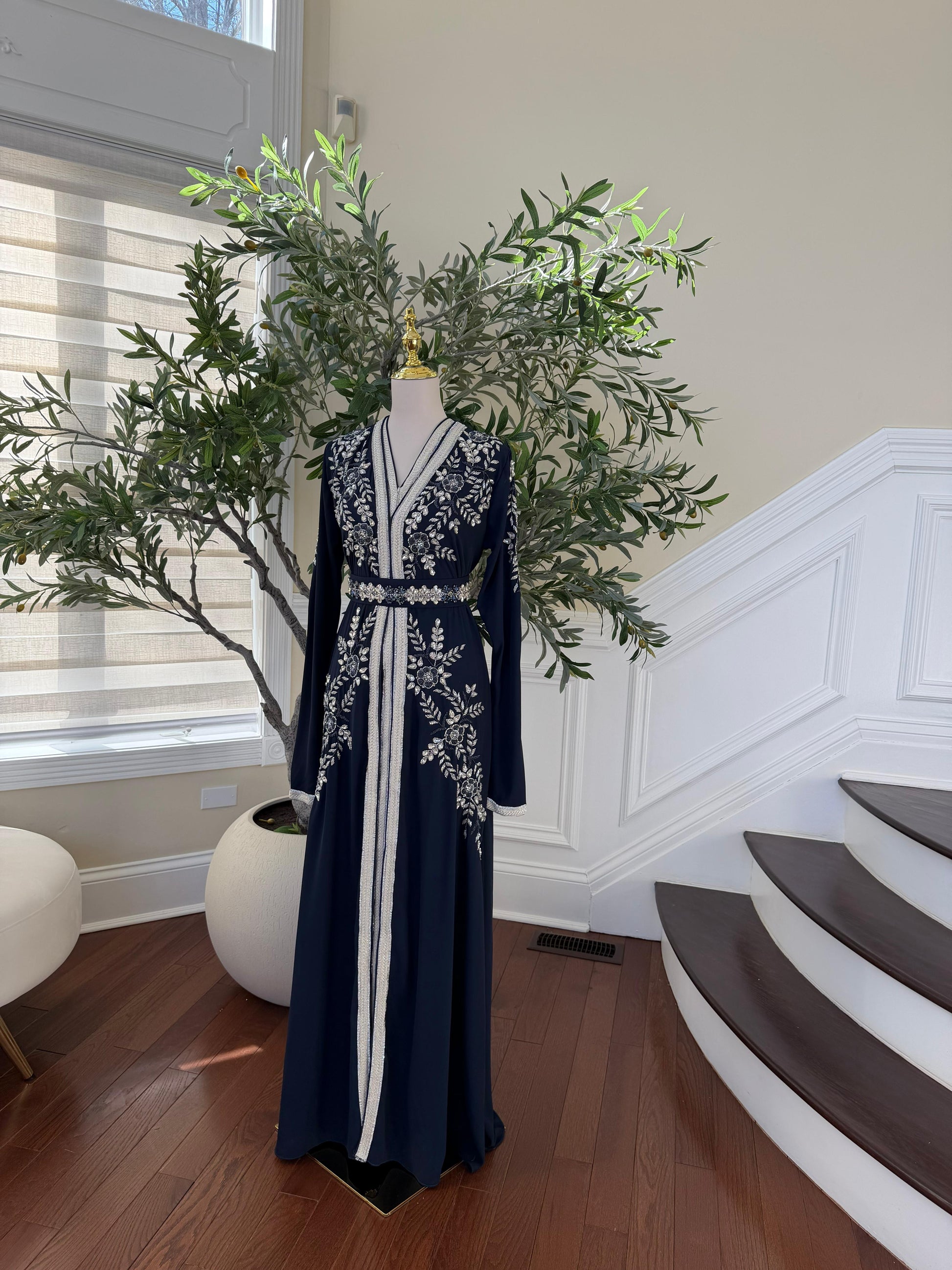 Navy Blue Silver Charm Kuftan