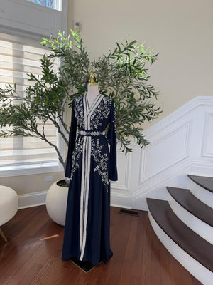 Navy Blue Silver Charm Kuftan