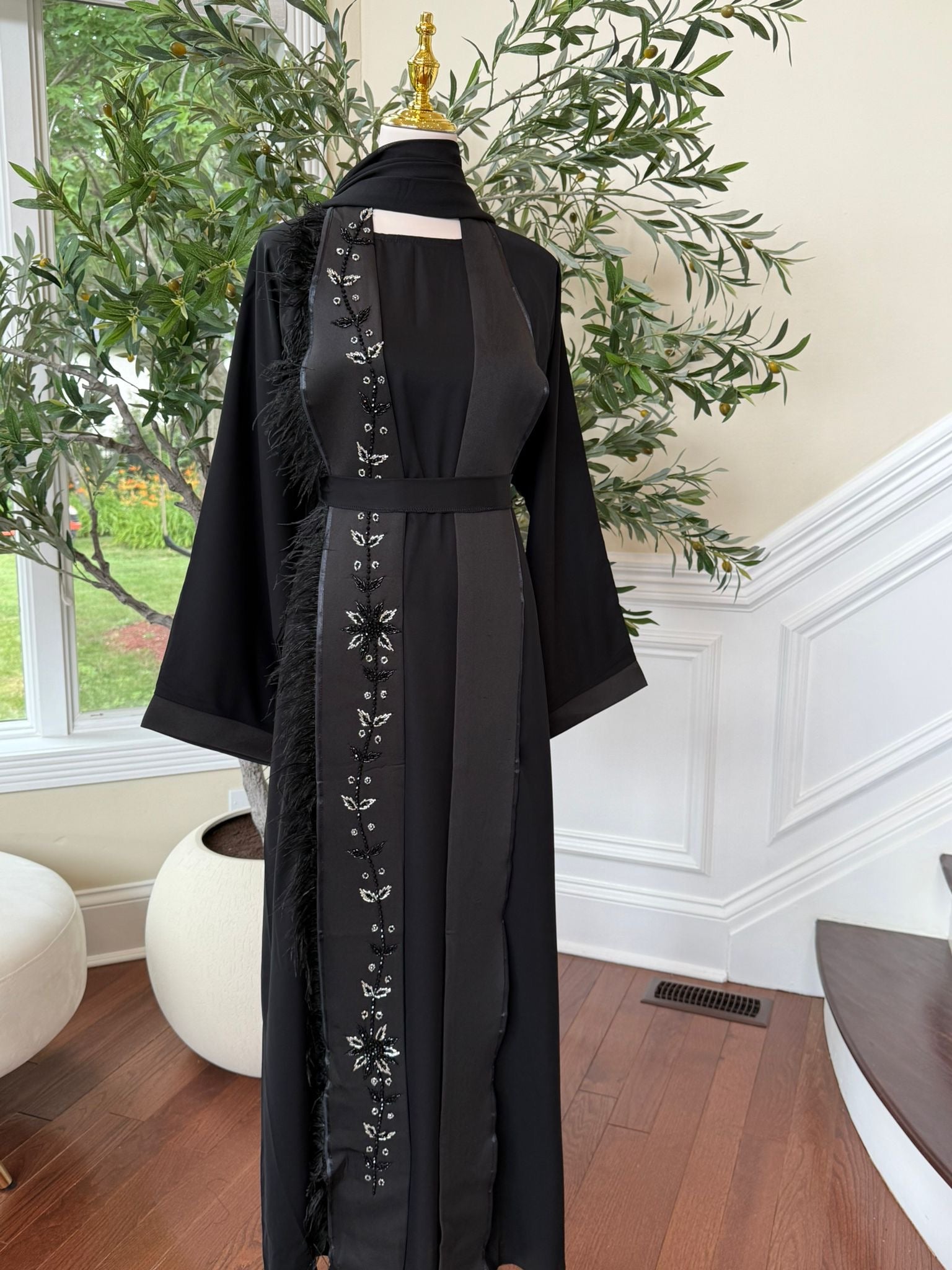 Nada Fabric Black Abaya – Embroidered Detail with Graceful Flow