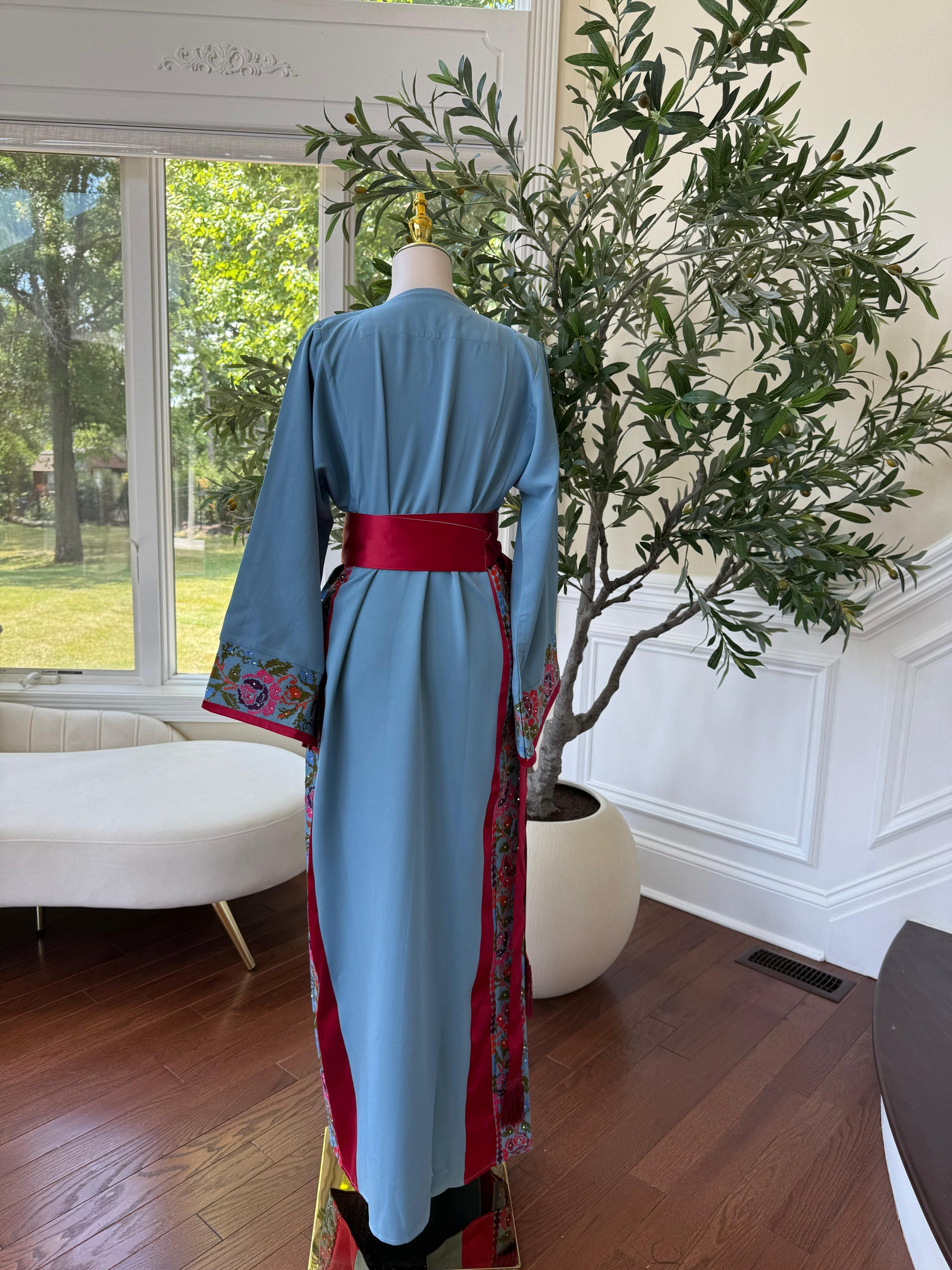 Blue Embroidery Tatreez Thobe