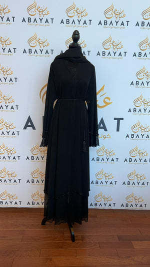 Stunning Black Ruffled Stone Abaya