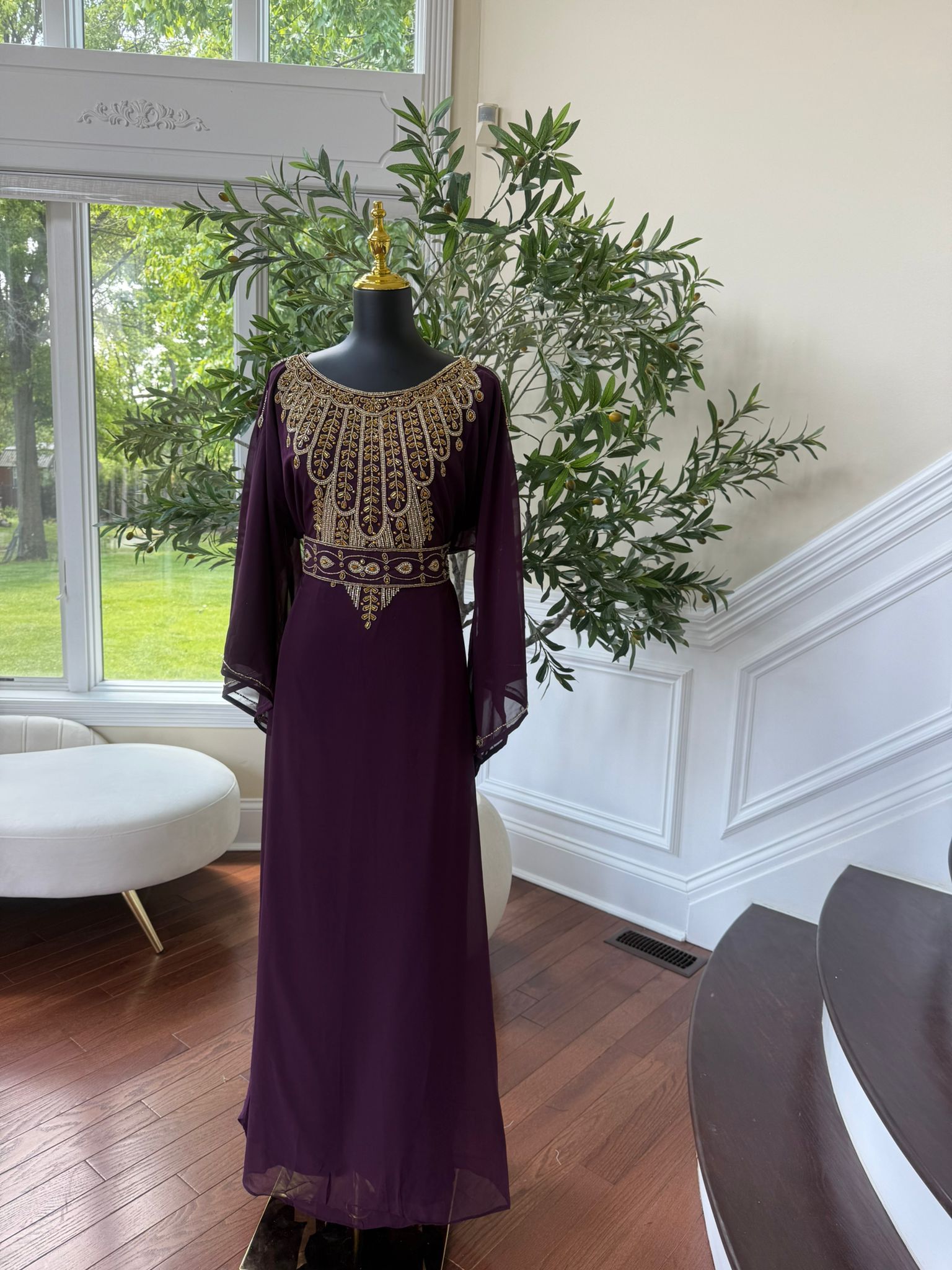 Beautiful Blackberry Beaded Maxi Dress