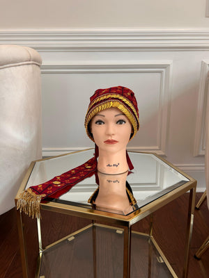 Red Traditional Tatreez Coin Head Piece