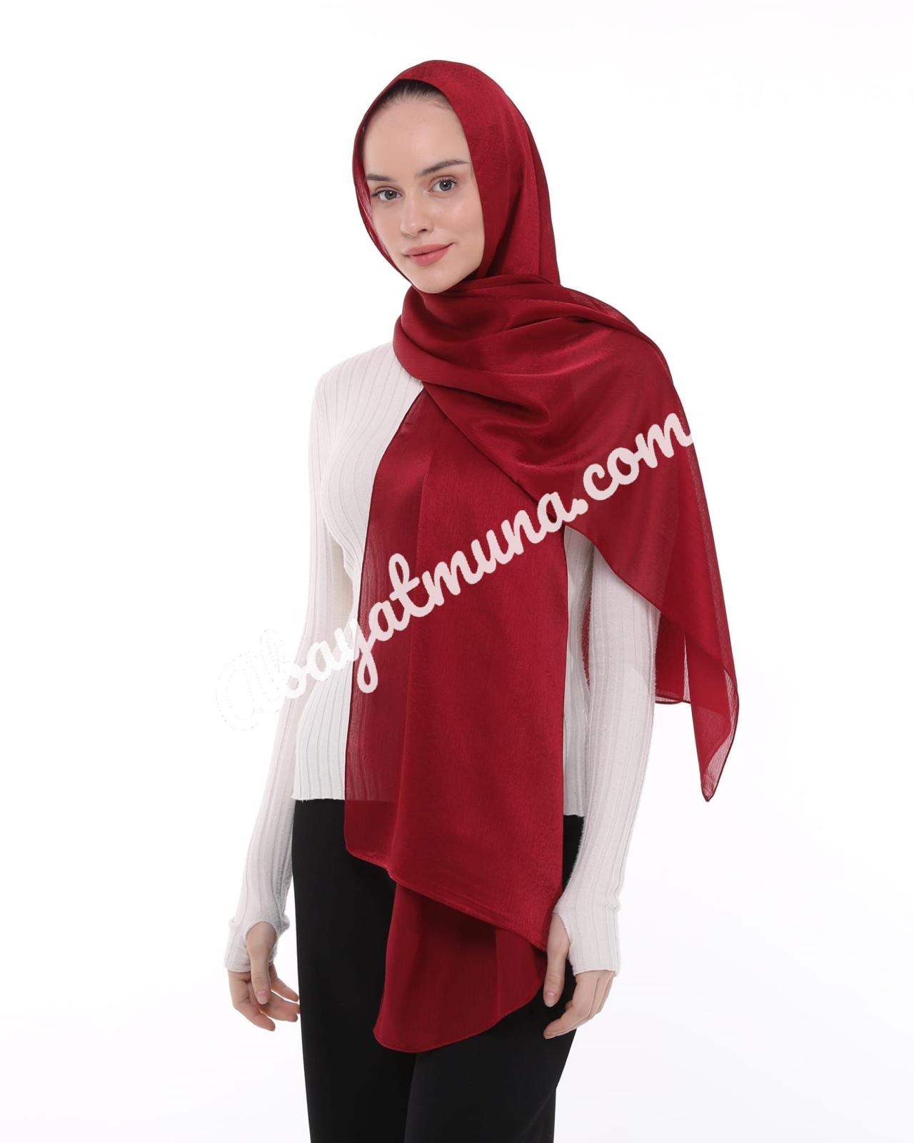 Red Satin Hijab/ Shal