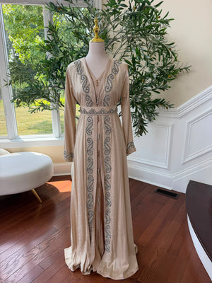 Peach Beaded Elegance Kuftan