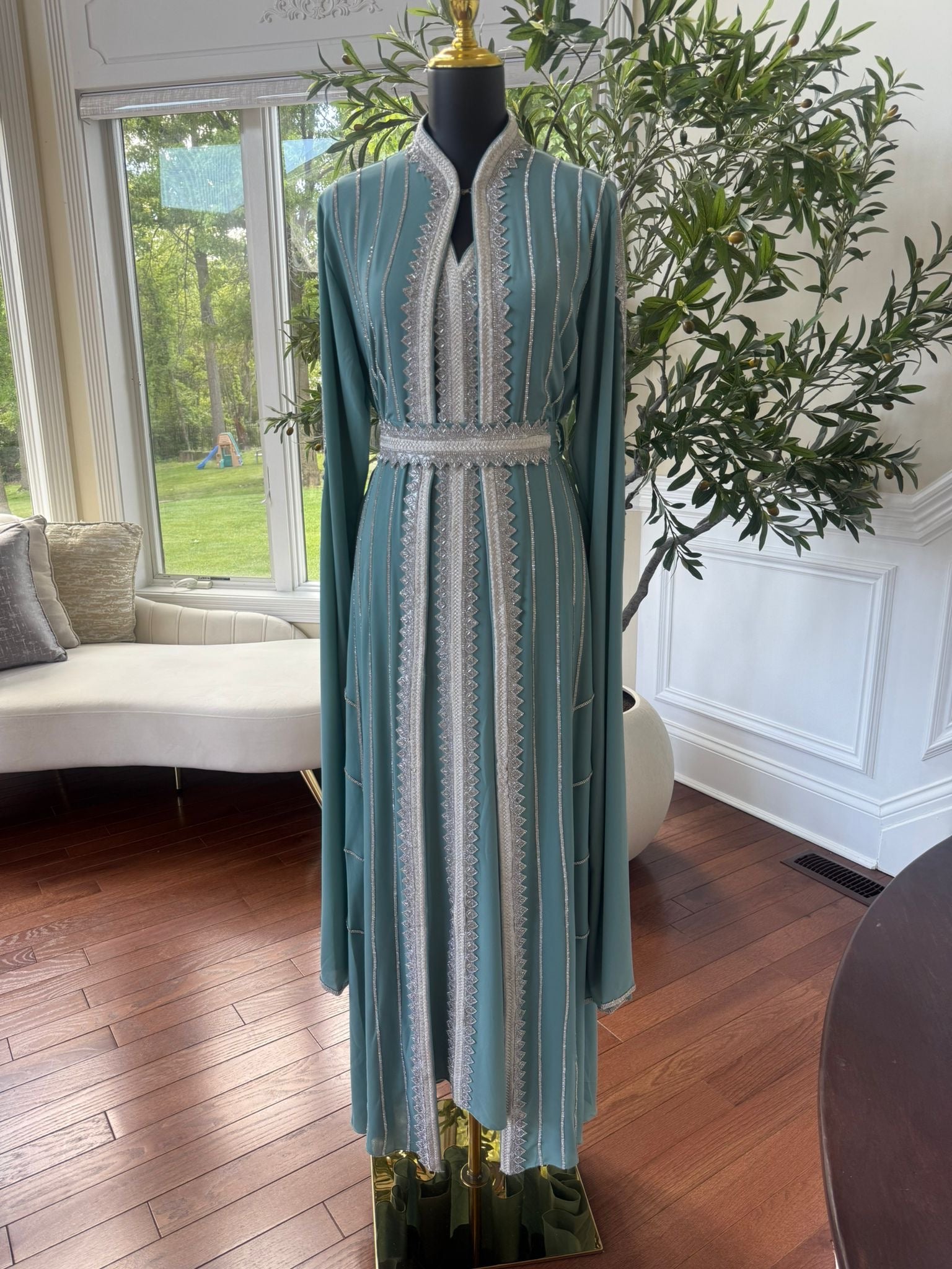 Elegant Mint Blue Kuftan