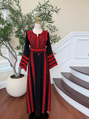 Black Embroidery Tatreez Red Heritage Thobe