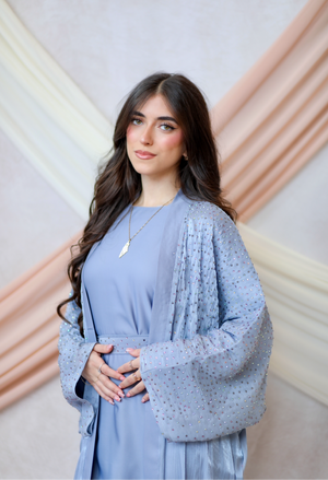 Light Dust Blue Sparkle Cardigan Abaya
