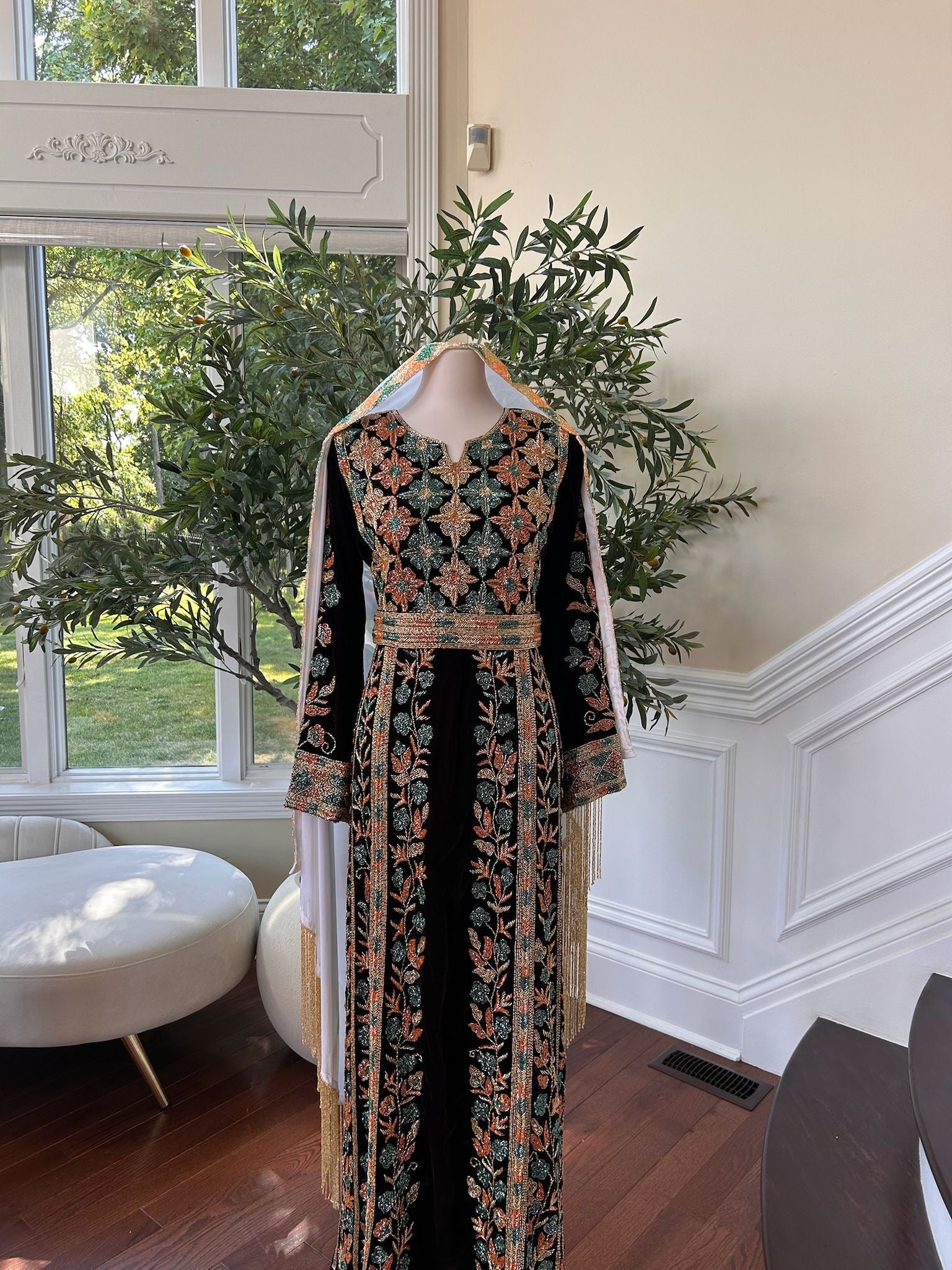 Brown Velvet Stone Thobe