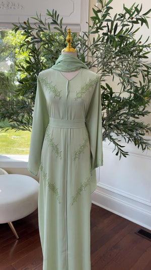Light Green Charming Modesty Abaya
