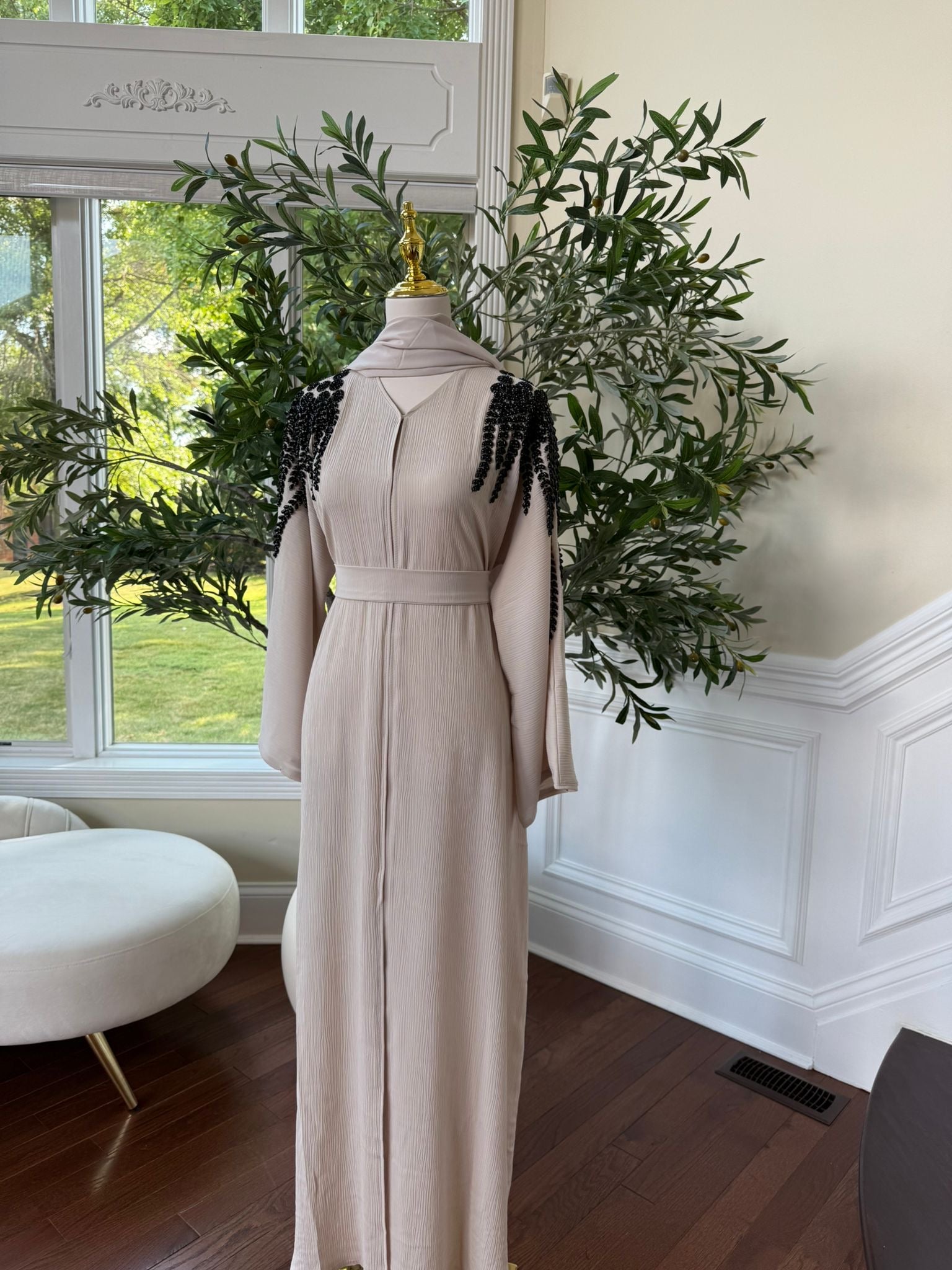 Cream Stone Abaya