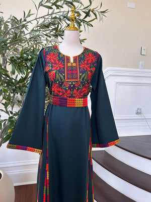 Emerald Green Embroidery Tatreez Thobe