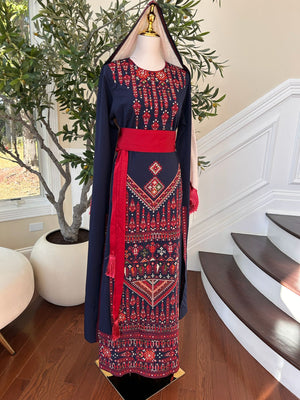 Blue Embroidery Tatreez Red Thobe