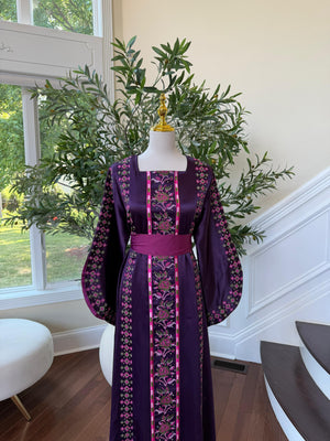 Purple Satin Tatreez Thobe