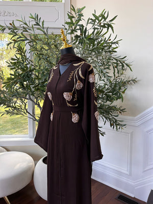 Brown Floral Essence Abaya