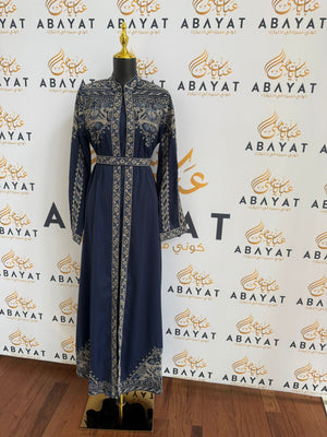 Elegant Navy Blue Tatreez Dress