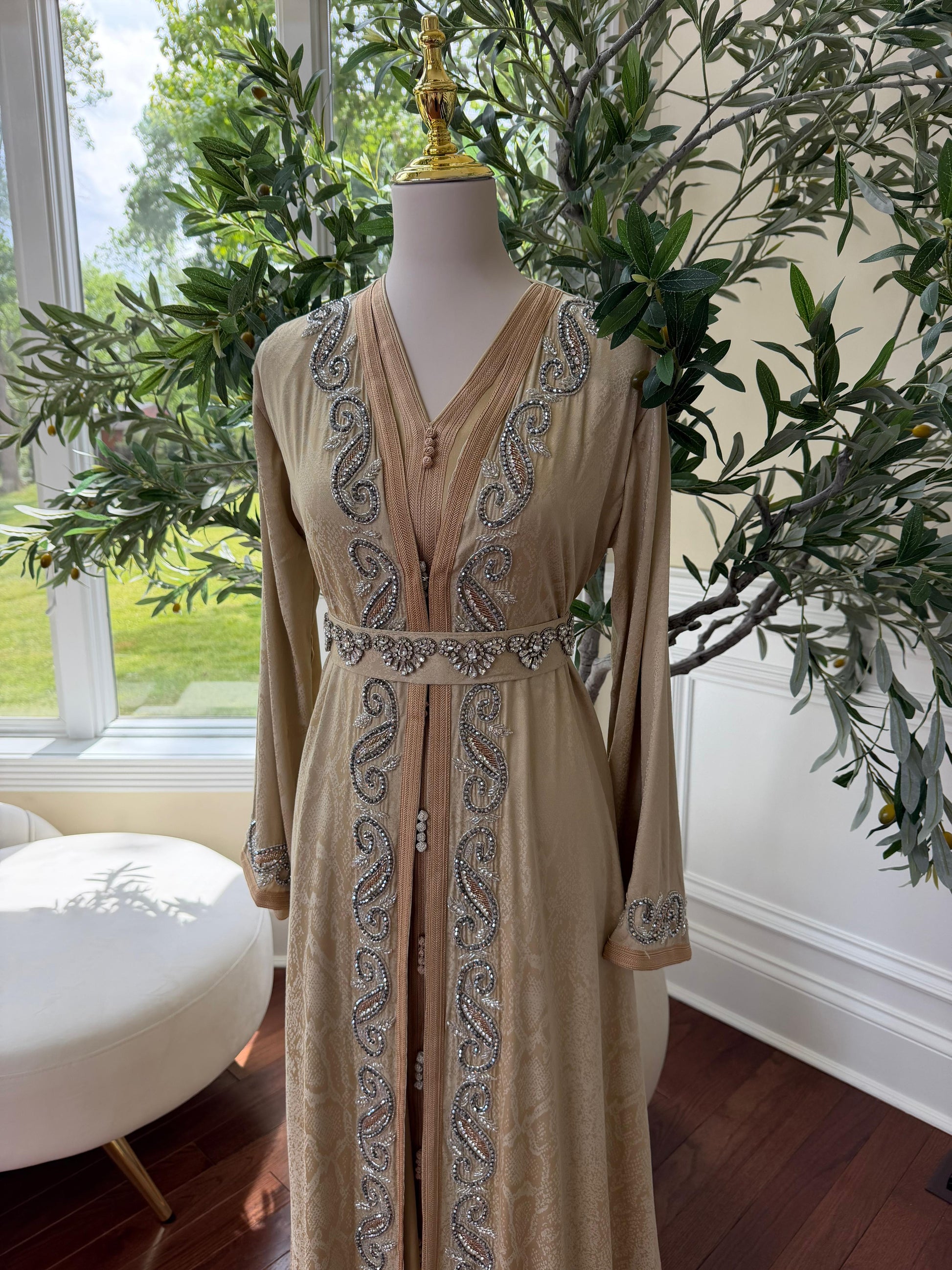 Yellow Beaded Elegance Kuftan