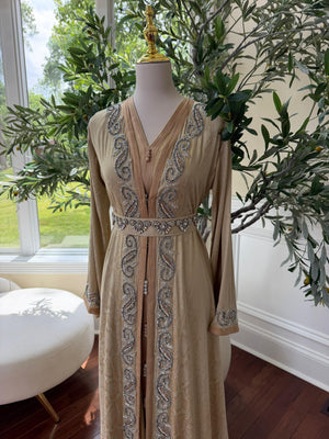 Yellow Beaded Elegance Kuftan