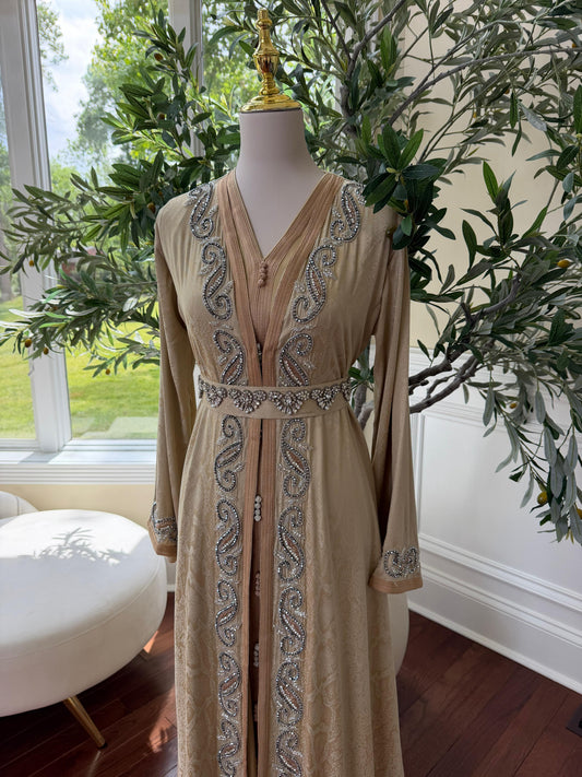 Yellow Beaded Elegance Kuftan