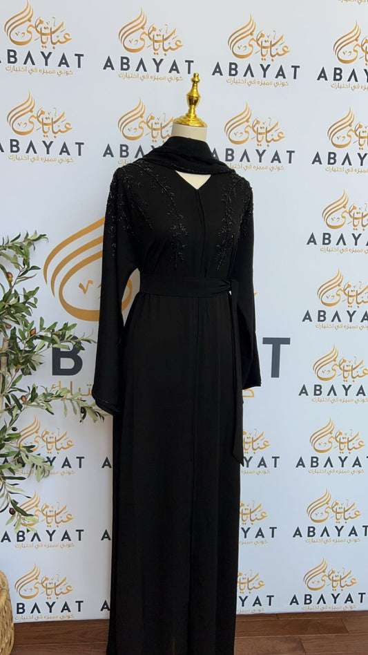 Midnight Black Blossom Abaya