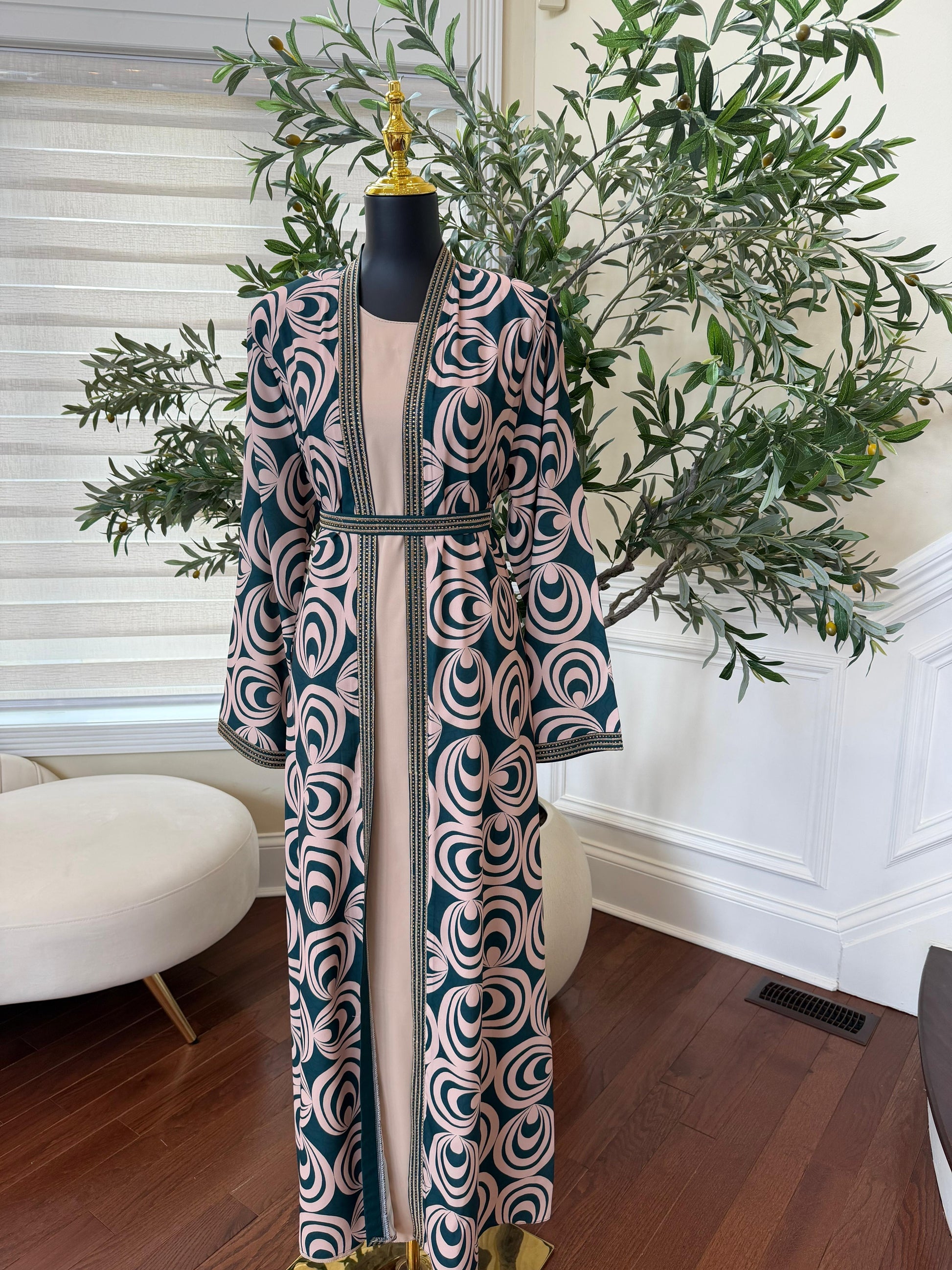 Blush Teal Two-Piece Abaya