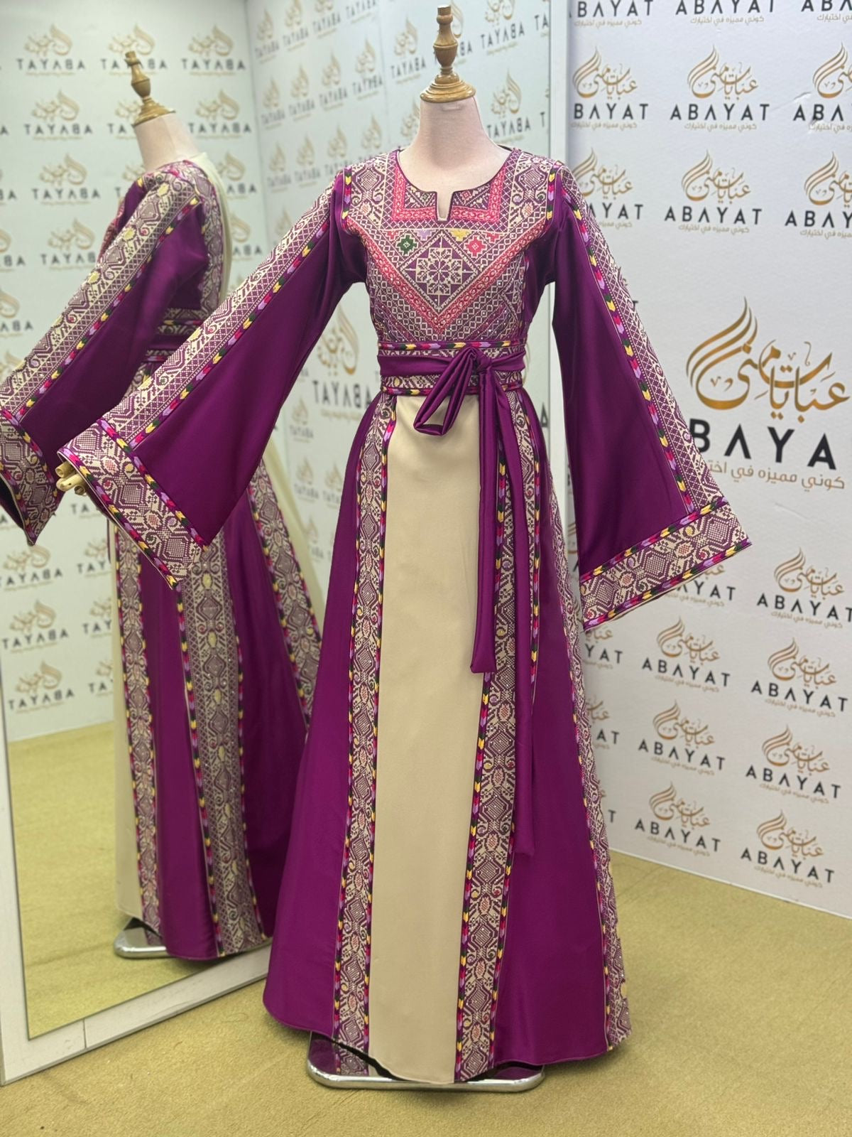 Purple Embroidery Tatreez Elegance Thobe