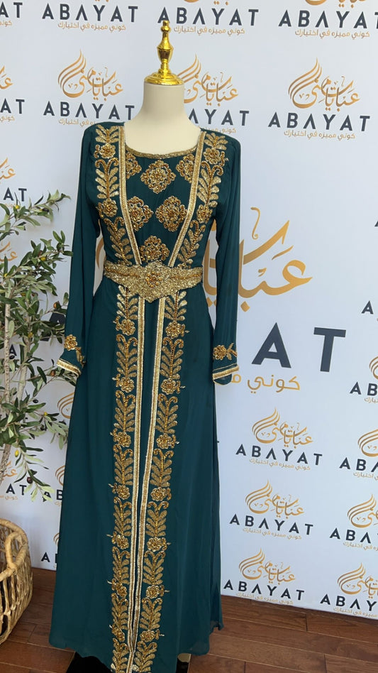 Golden Luxury Turquoise Kuftan