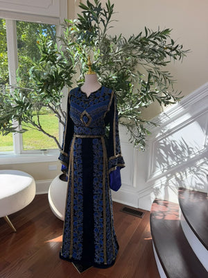 Royal Midnight Blue Embroidered Traditional Thobe (scarf not included)