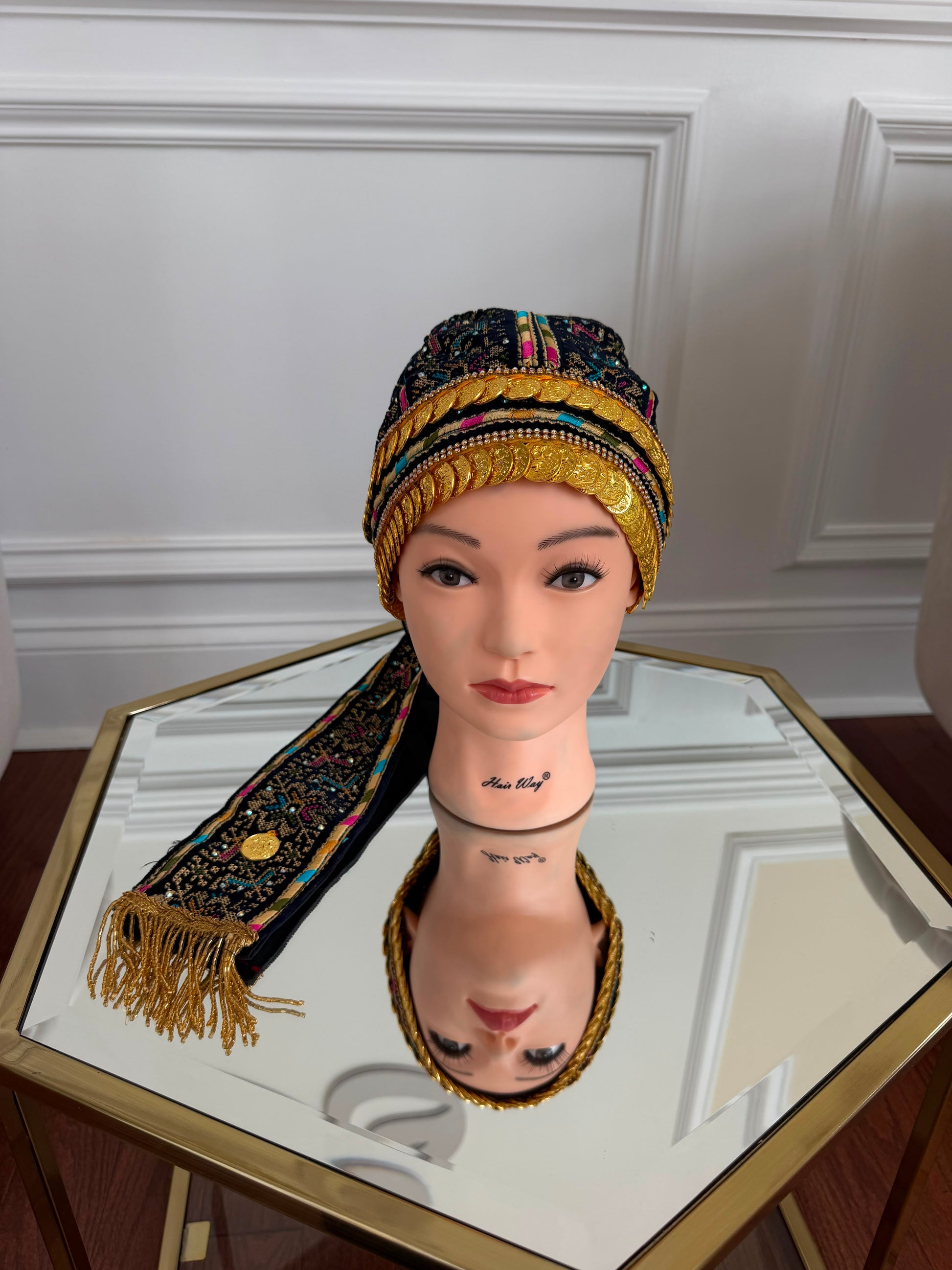 Blue Embroidery Tatreez Waka Head Piece
