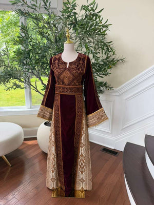 Red Velvet Embroidery Beaded Elegance Thobe