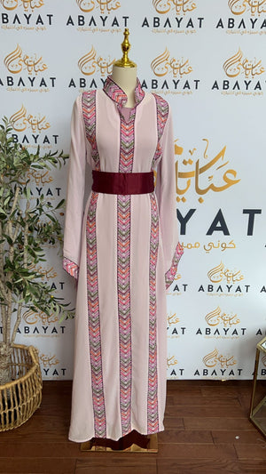 Pink Tatreez Two Piece Abaya