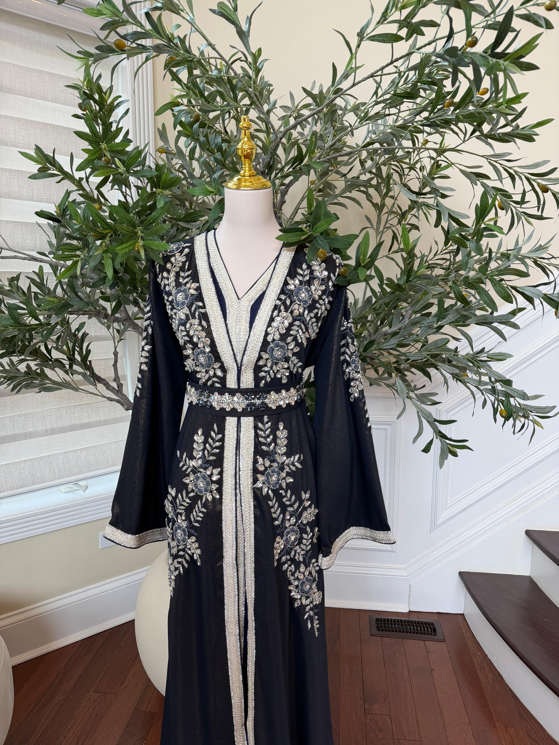 Blue Rose Beaded Royale Kuftan