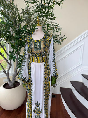 White Embroidery Beaded Thobe