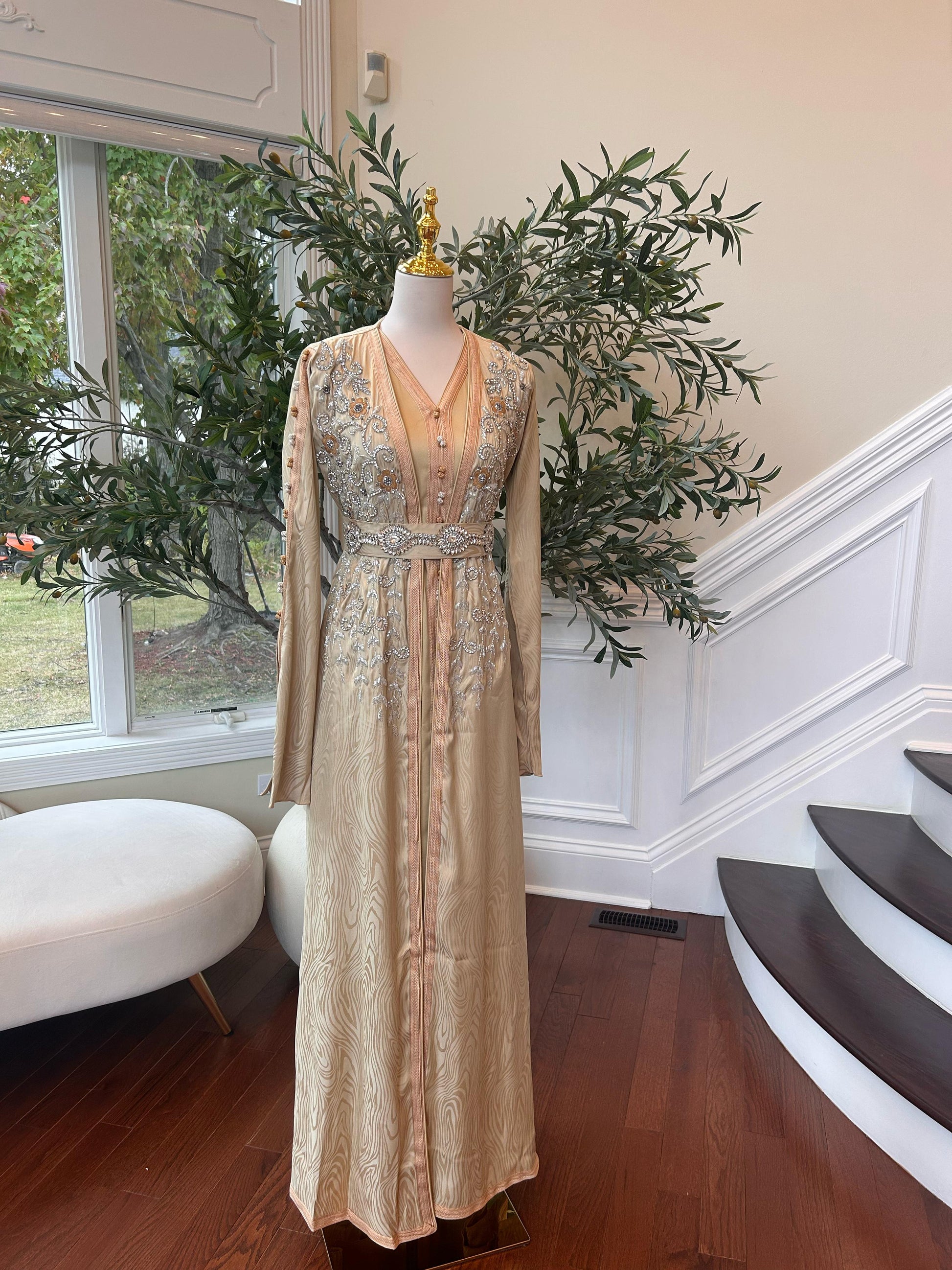 Golden Yellow Beaded Kuftan Elegance