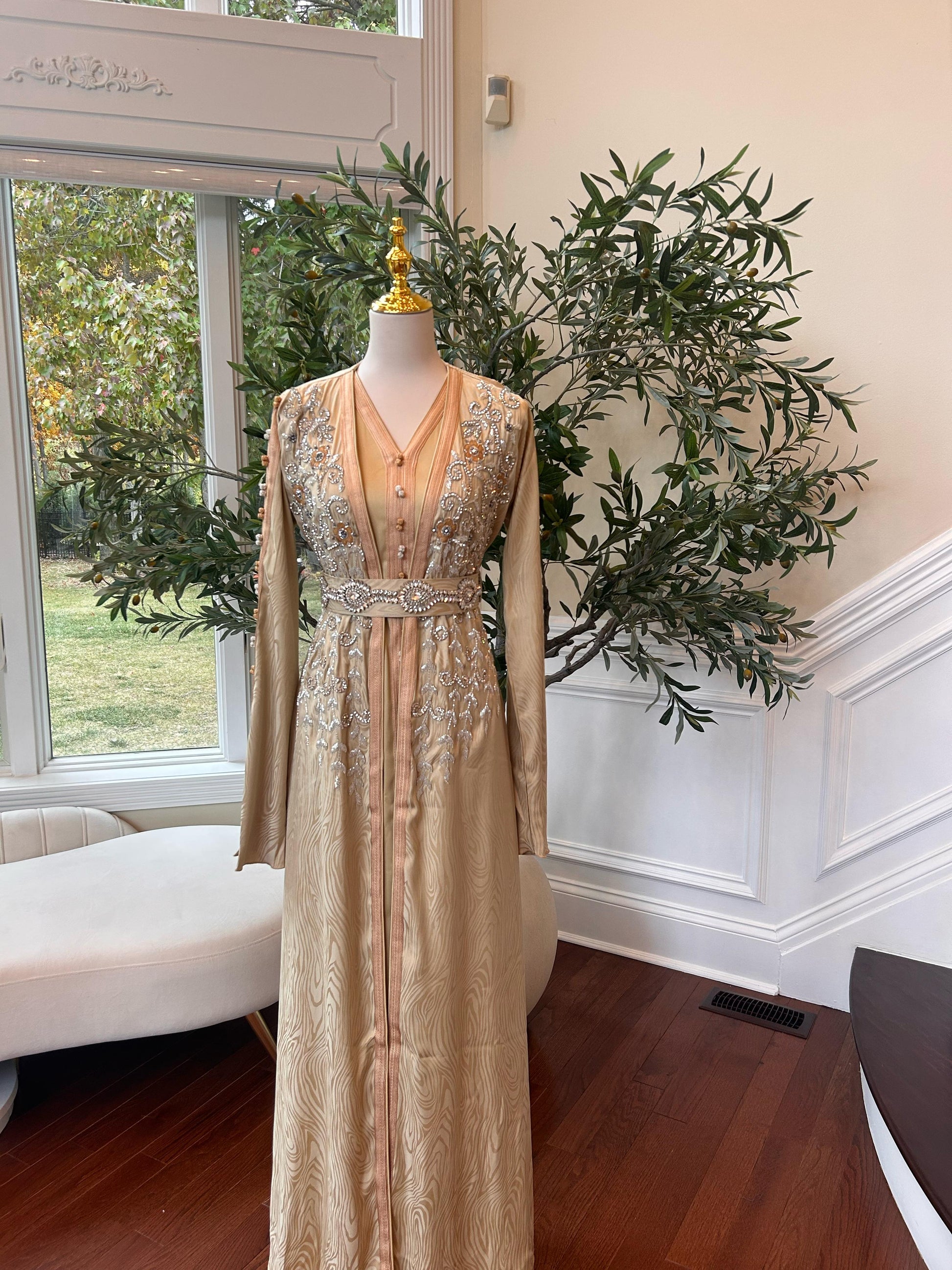 Golden Yellow Beaded Kuftan Elegance