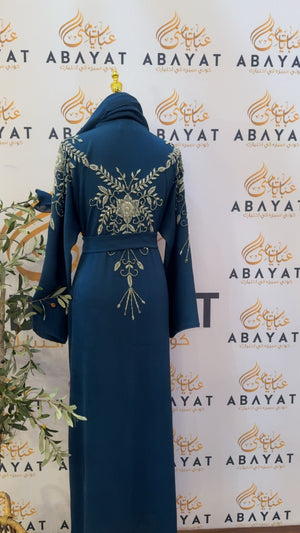 Blue Blossom Rose Abaya