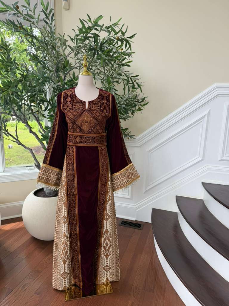 Red Velvet Embroidery Beaded Elegance Thobe