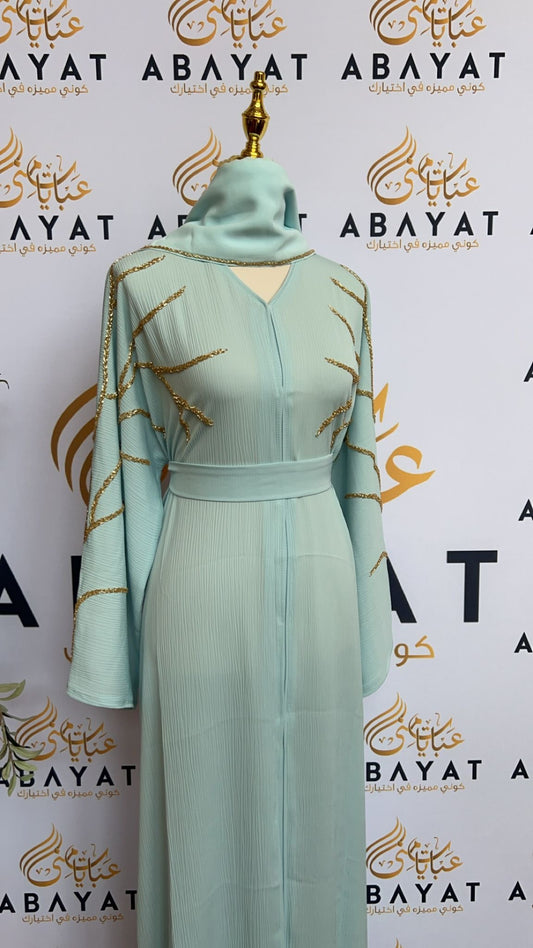 Elegant Mint Blue Abaya
