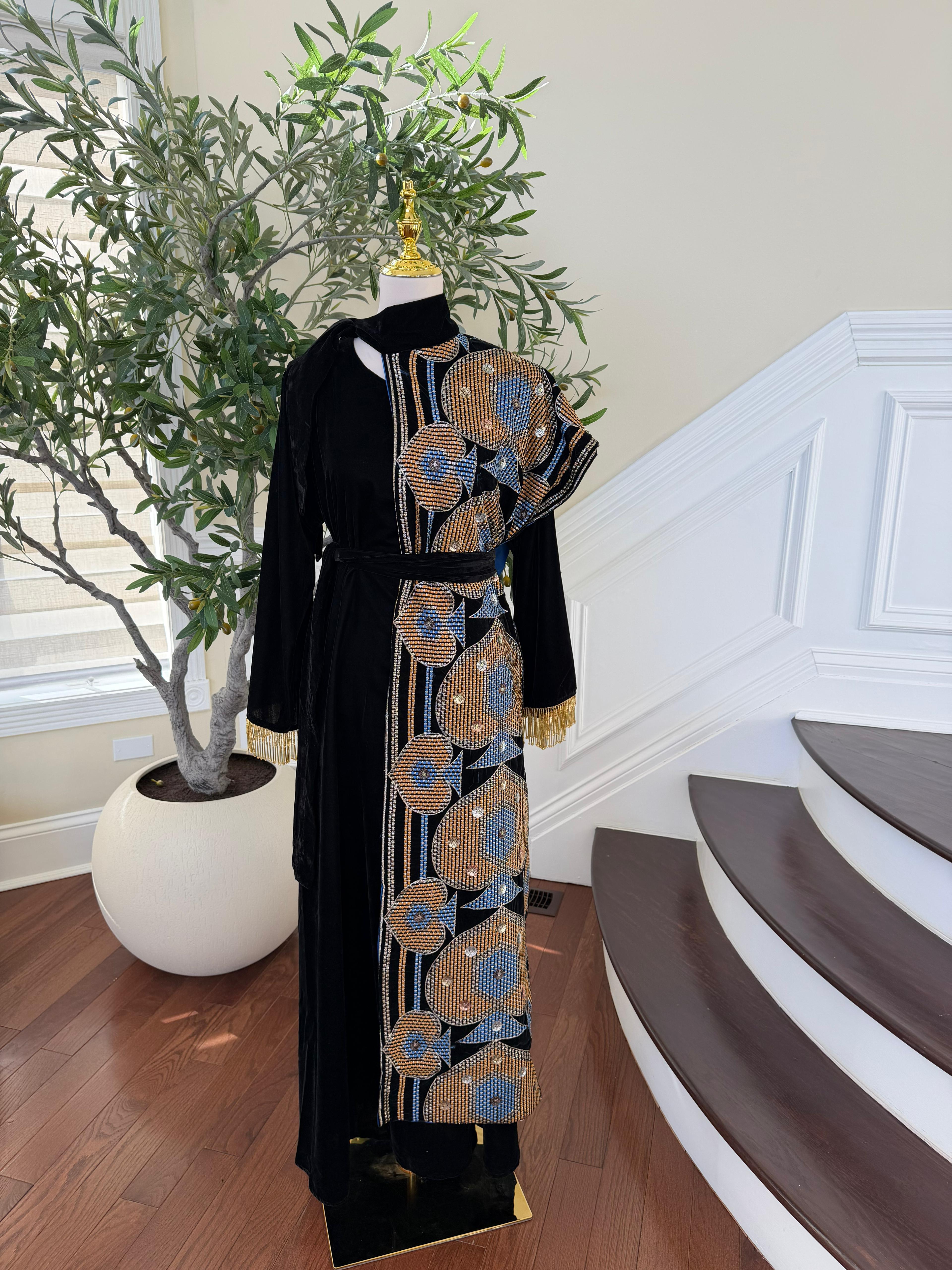 Black Velvet Two Peice Dress