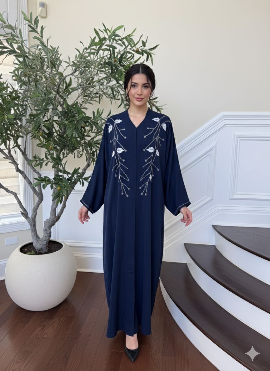 Royal Blue Rose Abaya