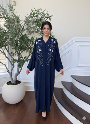 Royal Blue Rose Abaya