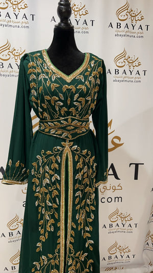 Elegant Green with Gold/ Silver Kuftan #9199092