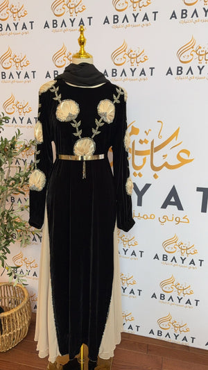 Velvet Rosey Cream Abaya