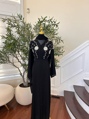 Black Beaded Charm Abaya