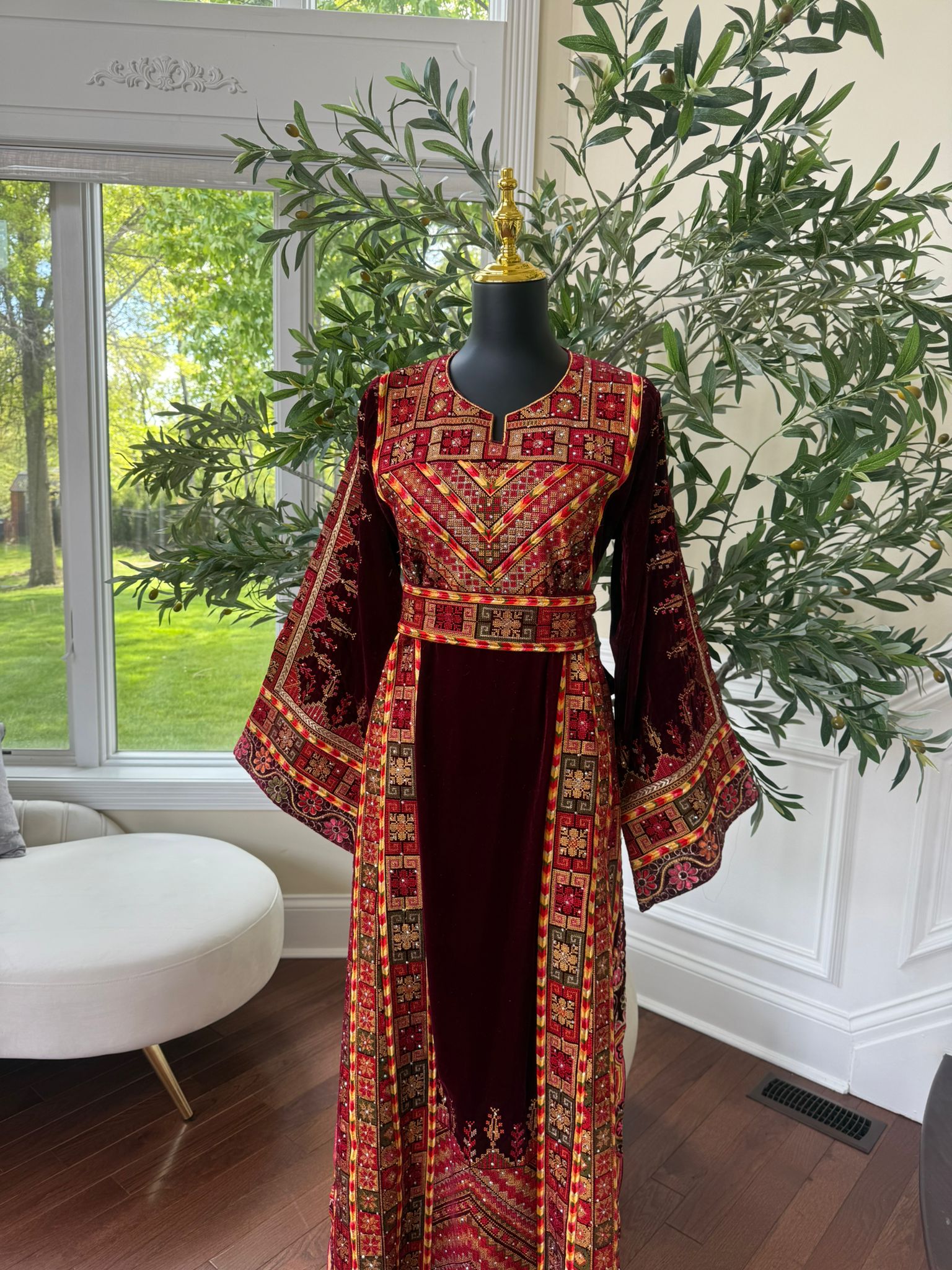 Velvet Tatreez Burgundy Thobe/A
